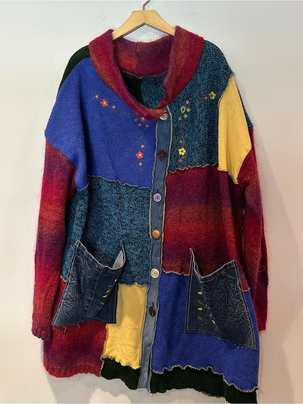 Bohemian Patchwork Multicolor Women's Cardigan Sweater